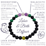 Smooth Labor & Safe Birth “Force of Nature” Bracelet | Lava Stone Diffuser | Malachite, Peridot, Moonstone, Lepidolite, Black Tourmaline