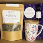Natural Pregnancy Gift Box | Pregnancy Tea with Floral Infuser Mug | Organic Belly Butter + Belly Serum | Baby Shower | Doula Client